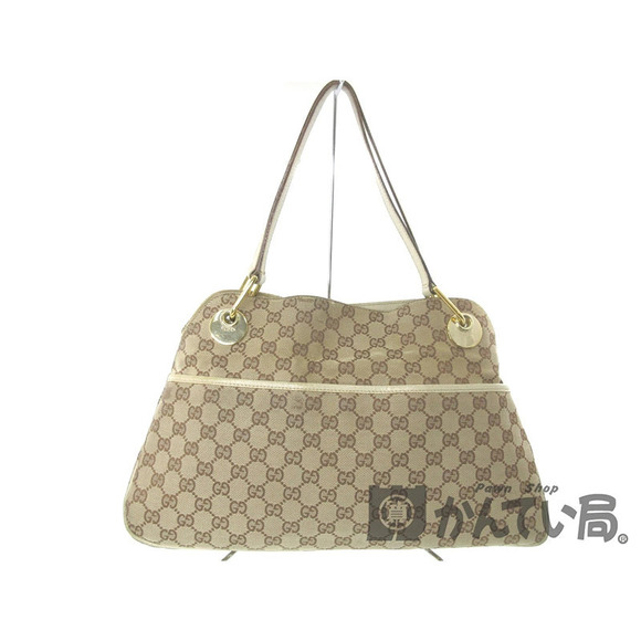Gucci Handbags - GUCCI Shoulder Bag GG Canvas Leather Beige Brown